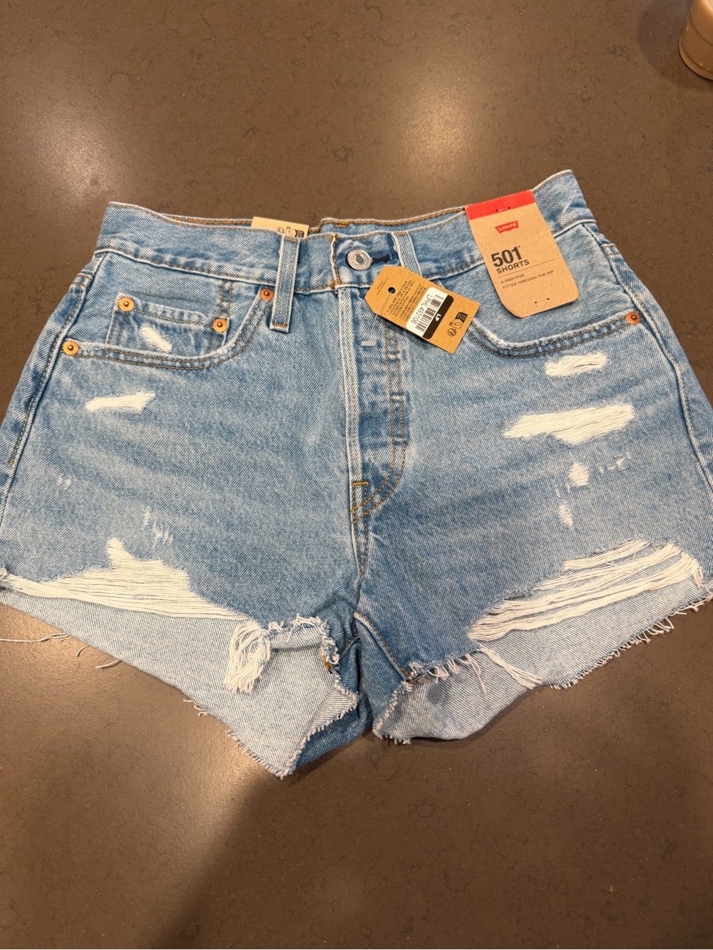 Levi's 501 Distressed Denim Shorts Size 26